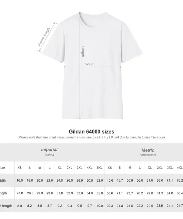 Custom t-shirt size chart for S to 3XL sizing