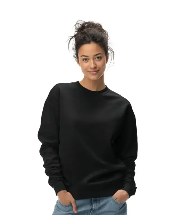 Custom crewneck sweatshirt worn by model for Chicago business apparel