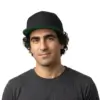 custom flat bill structured hat with embroidered logo worn by team in modern workplace