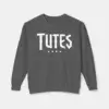 Tutes logo crewneck in Pepper — four Chicago stars printed in white on garment-dyed cotton