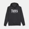 Tutes logo hoodie in Charcoal Heather — four Chicago stars printed in white on heavyweight fleece