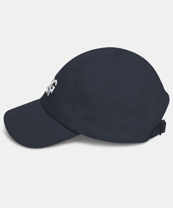 Custom embroidered hat side profile showing the relaxed unstructured crown
