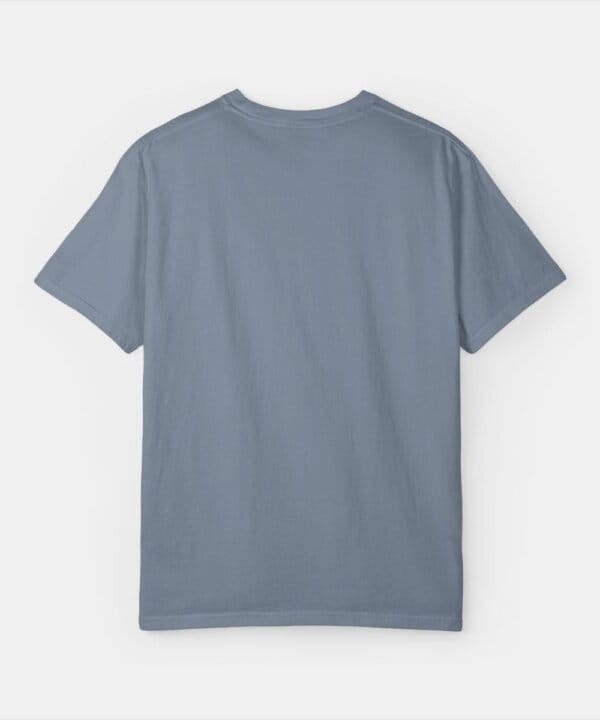 Custom garment-dyed t-shirt back view, available for back printing