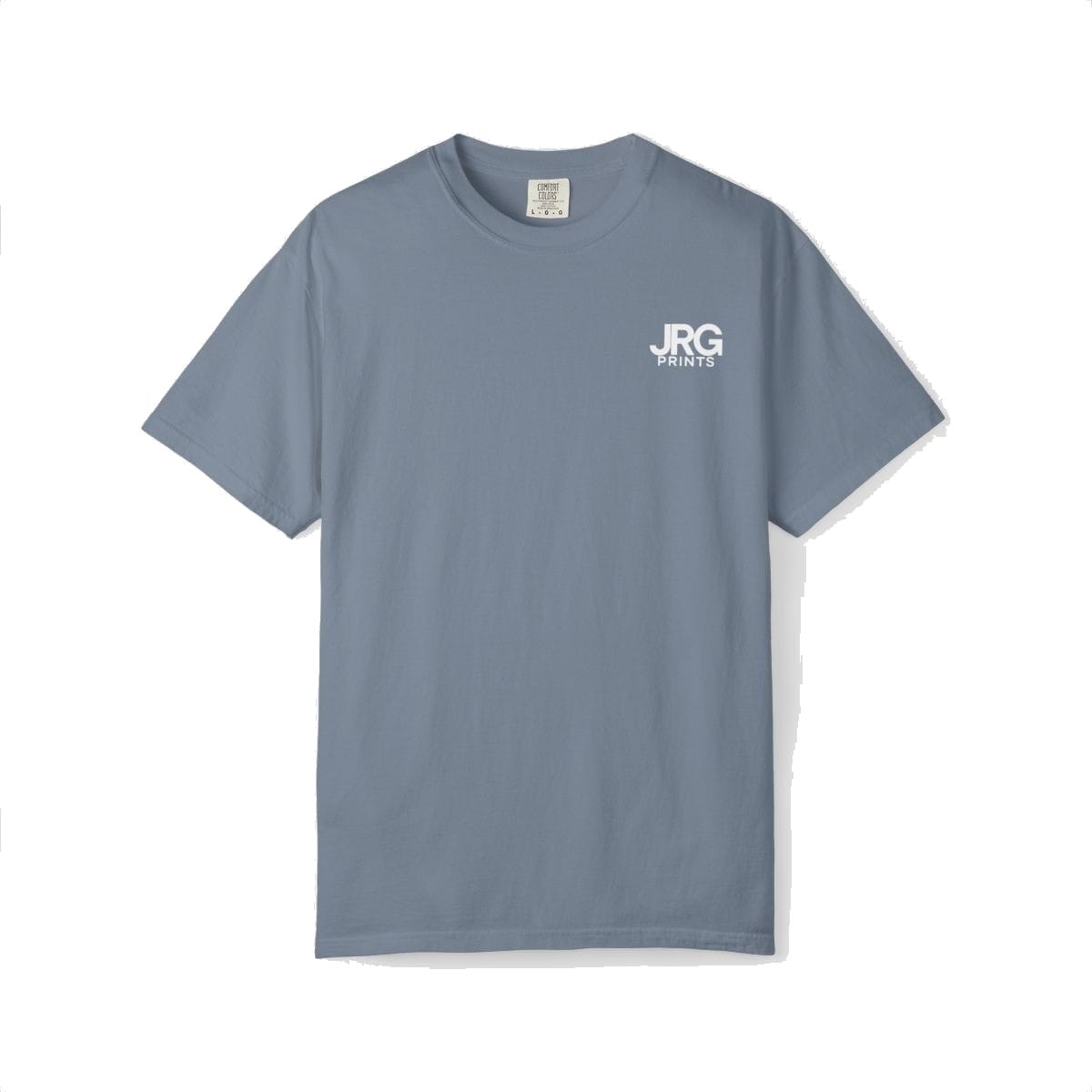Custom garment-dyed t-shirt in Blue Jean with left-chest logo for team apparel