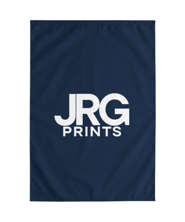 Reverse of the navy custom outdoor flag, printed double-sided