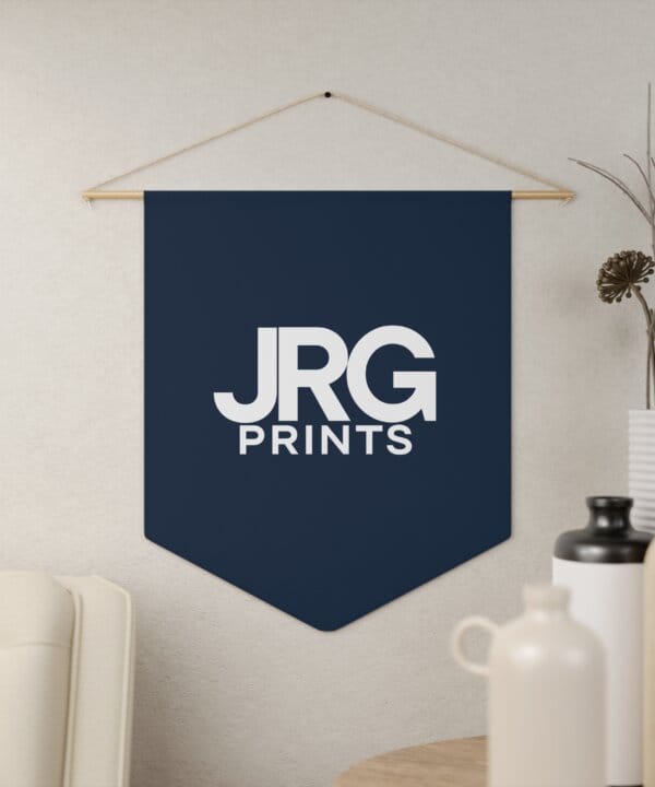 Navy custom pennant hung on a wall