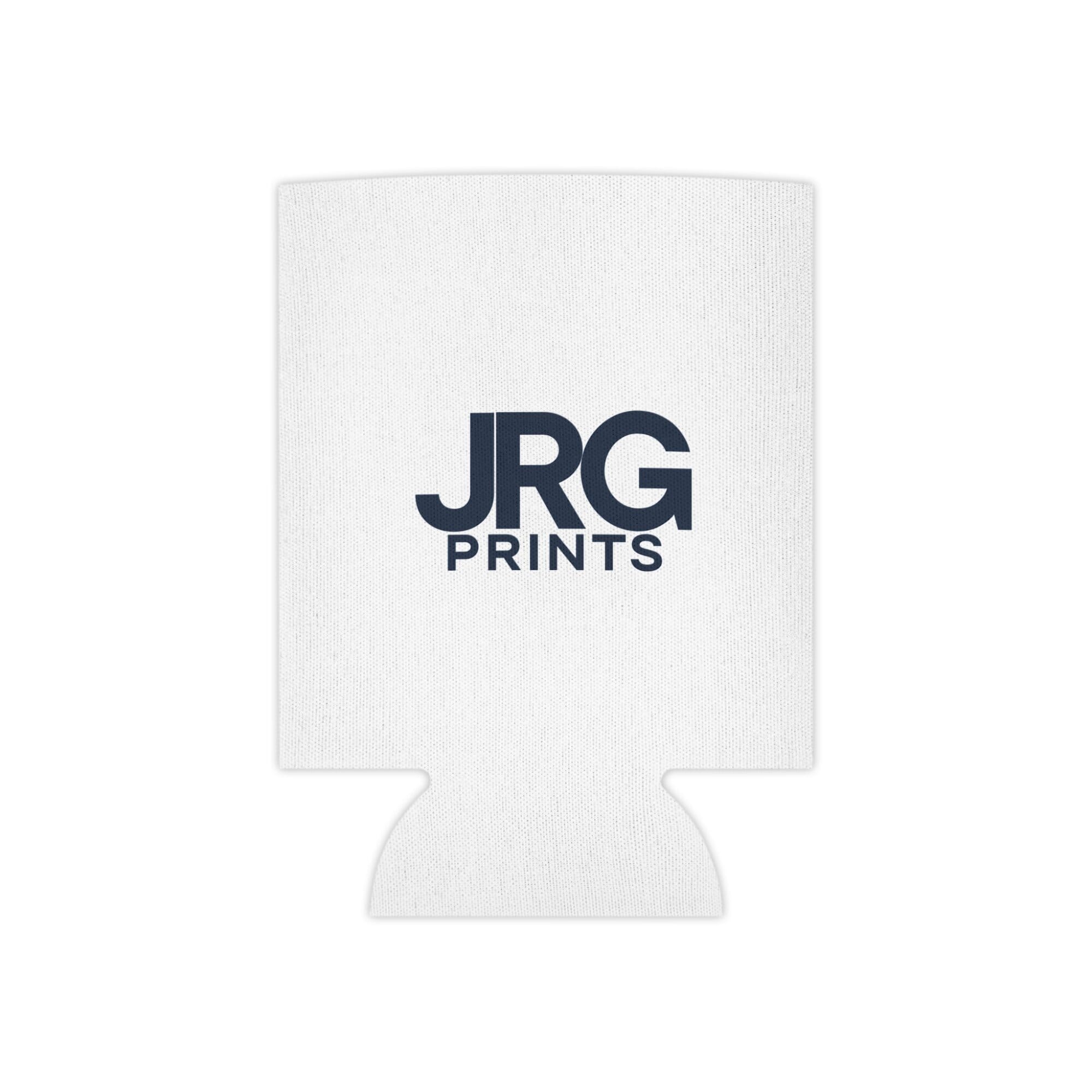 Custom can cooler printed with the JRG Prints logo