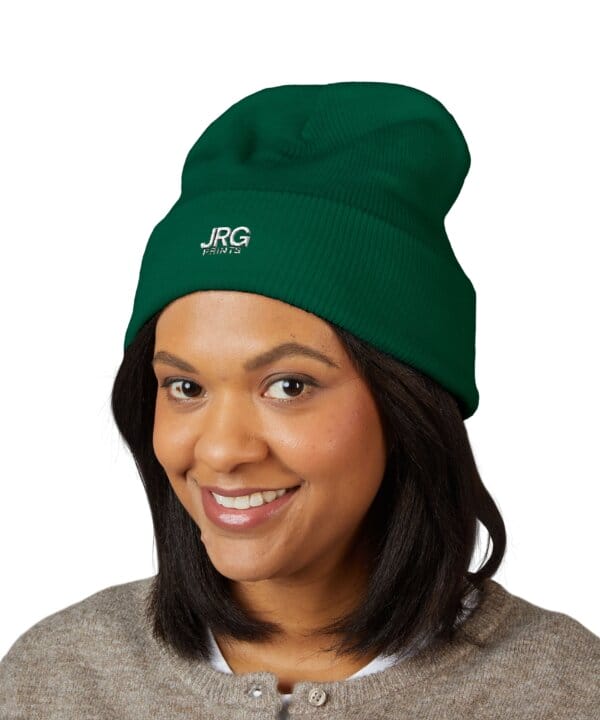 Custom logo beanie worn