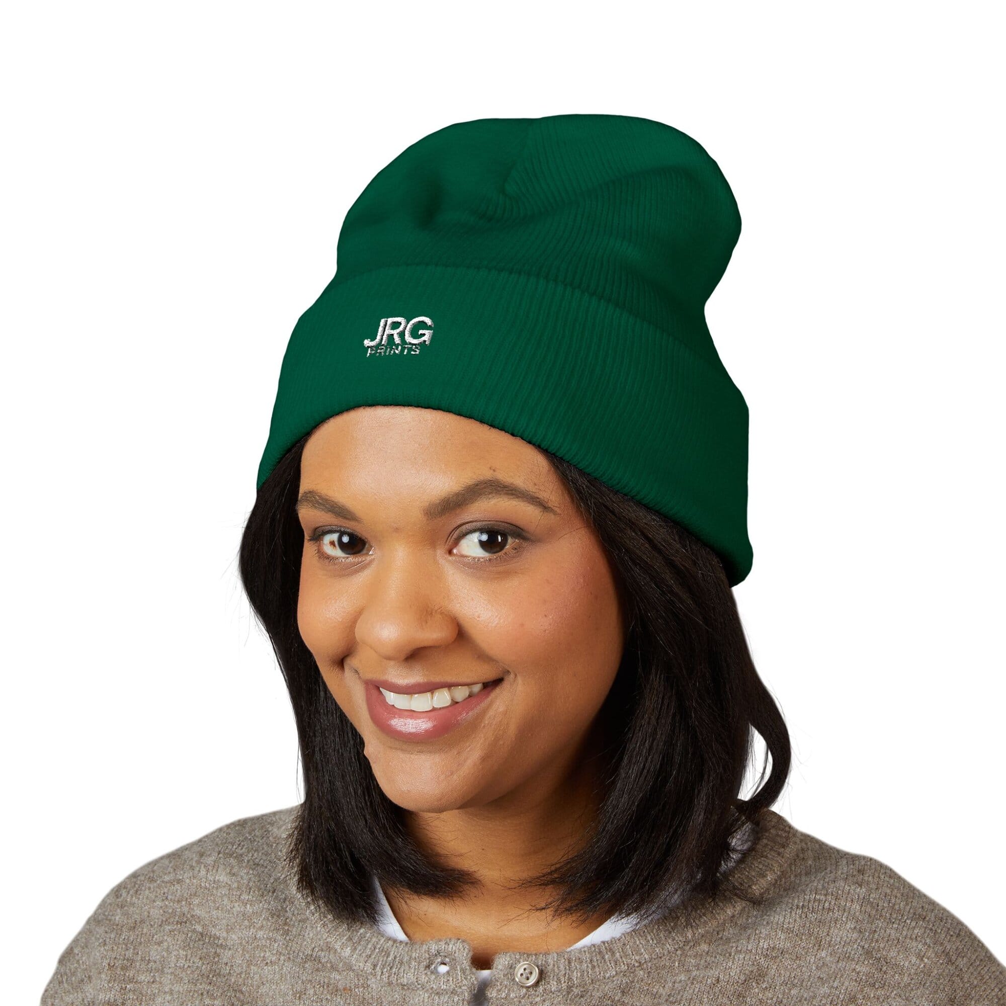 Custom logo beanie worn