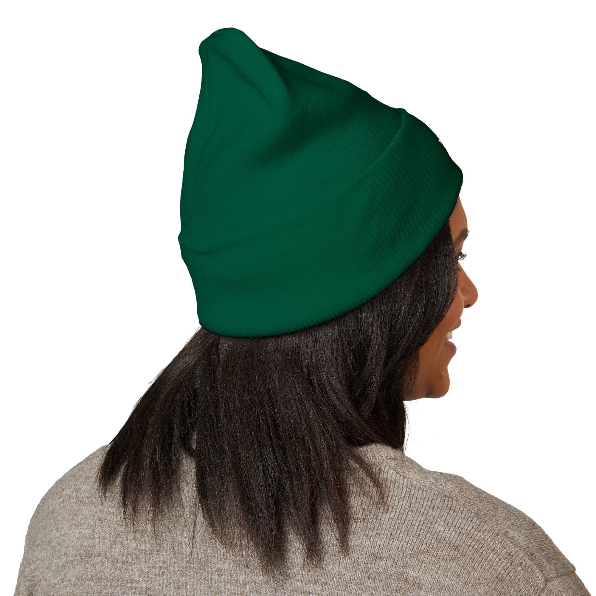 Embroidered company beanie in a dark colourway