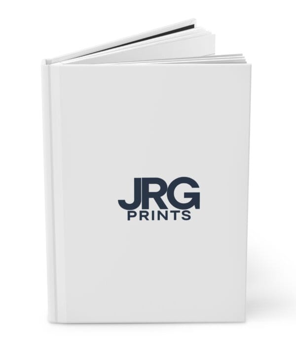 Custom logo journal open on a desk