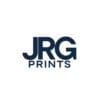 Custom kiss-cut vinyl stickers printed with the JRG Prints logo