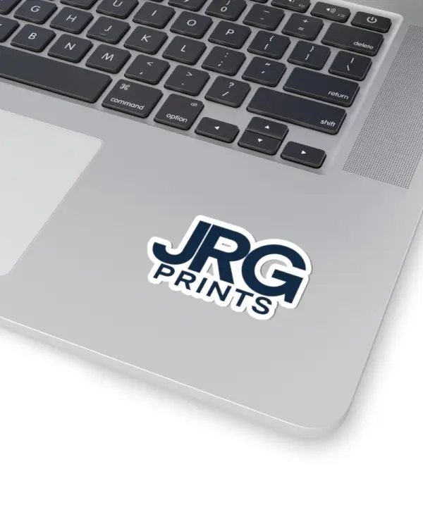 JRG Prints logo sticker shown on a laptop lid