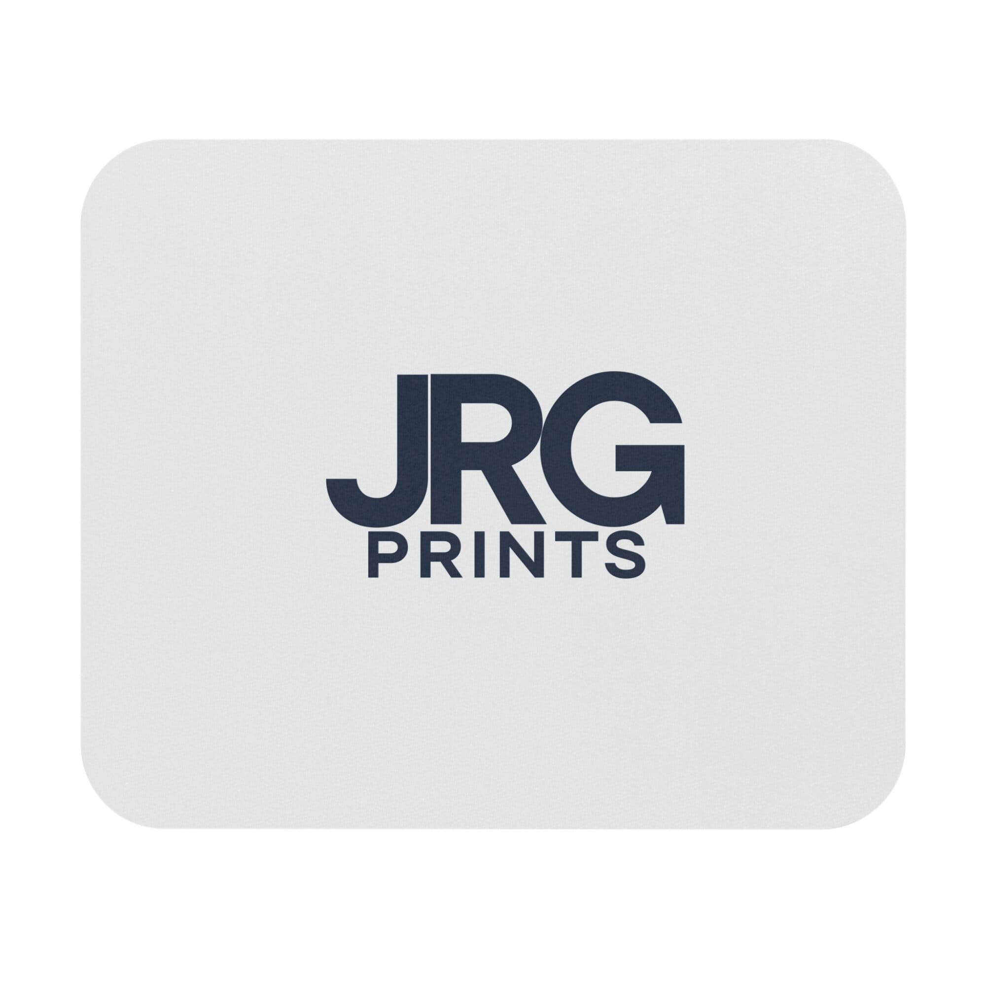 Custom mouse pad printed with the JRG Prints logo
