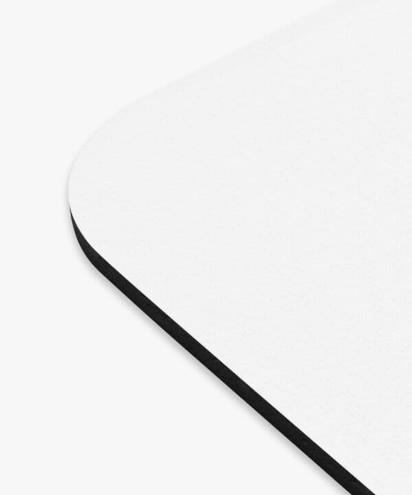 Branded mouse pad shown on a desk