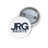 Custom pin button printed with the JRG Prints logo