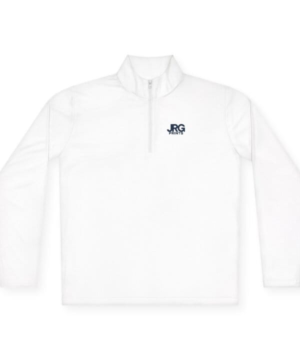 Custom quarter-zip pullover with the JRG Prints logo on the left chest
