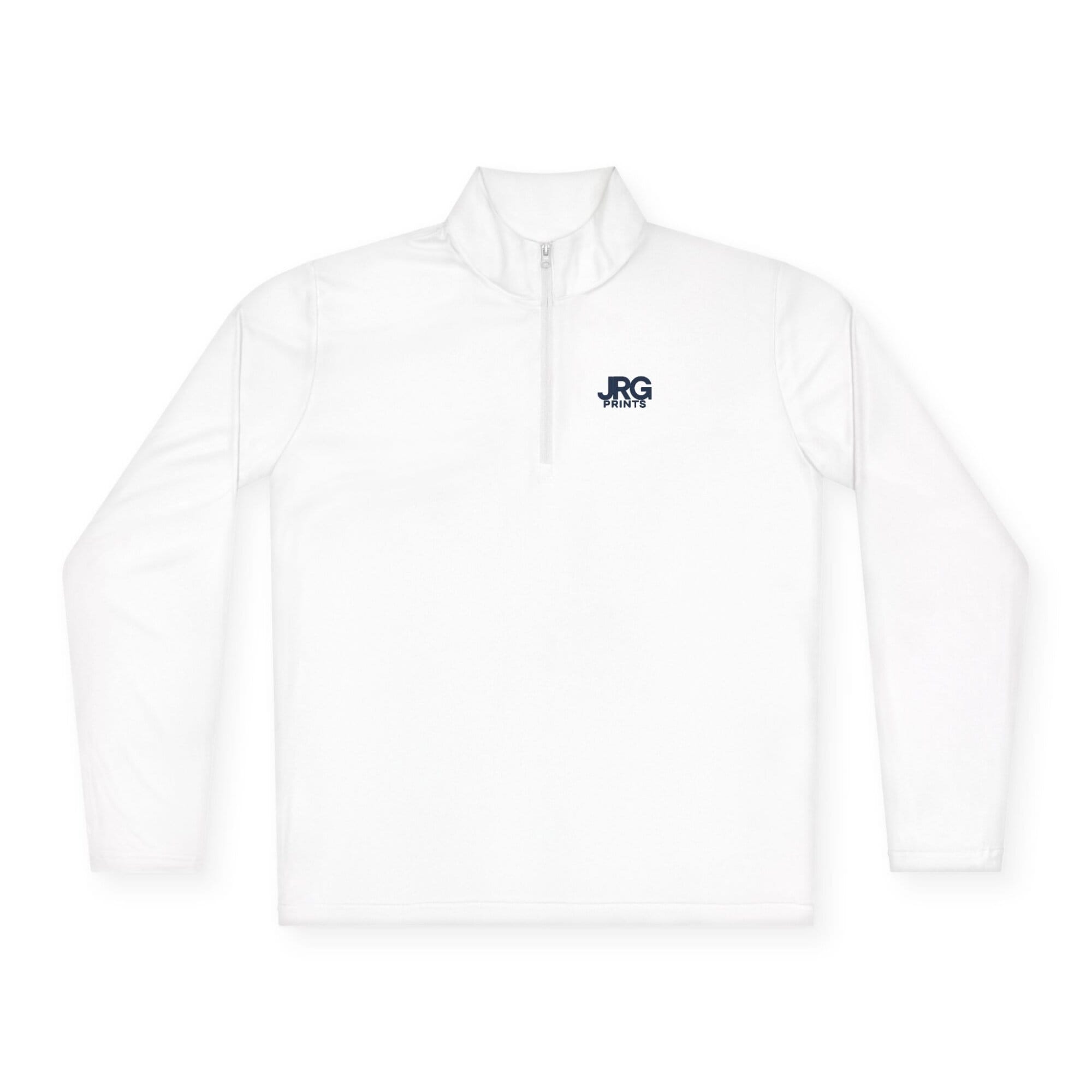 Custom quarter-zip pullover with the JRG Prints logo on the left chest