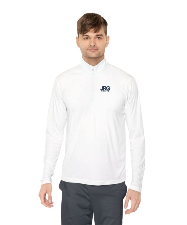 Company-branded quarter-zip pullover