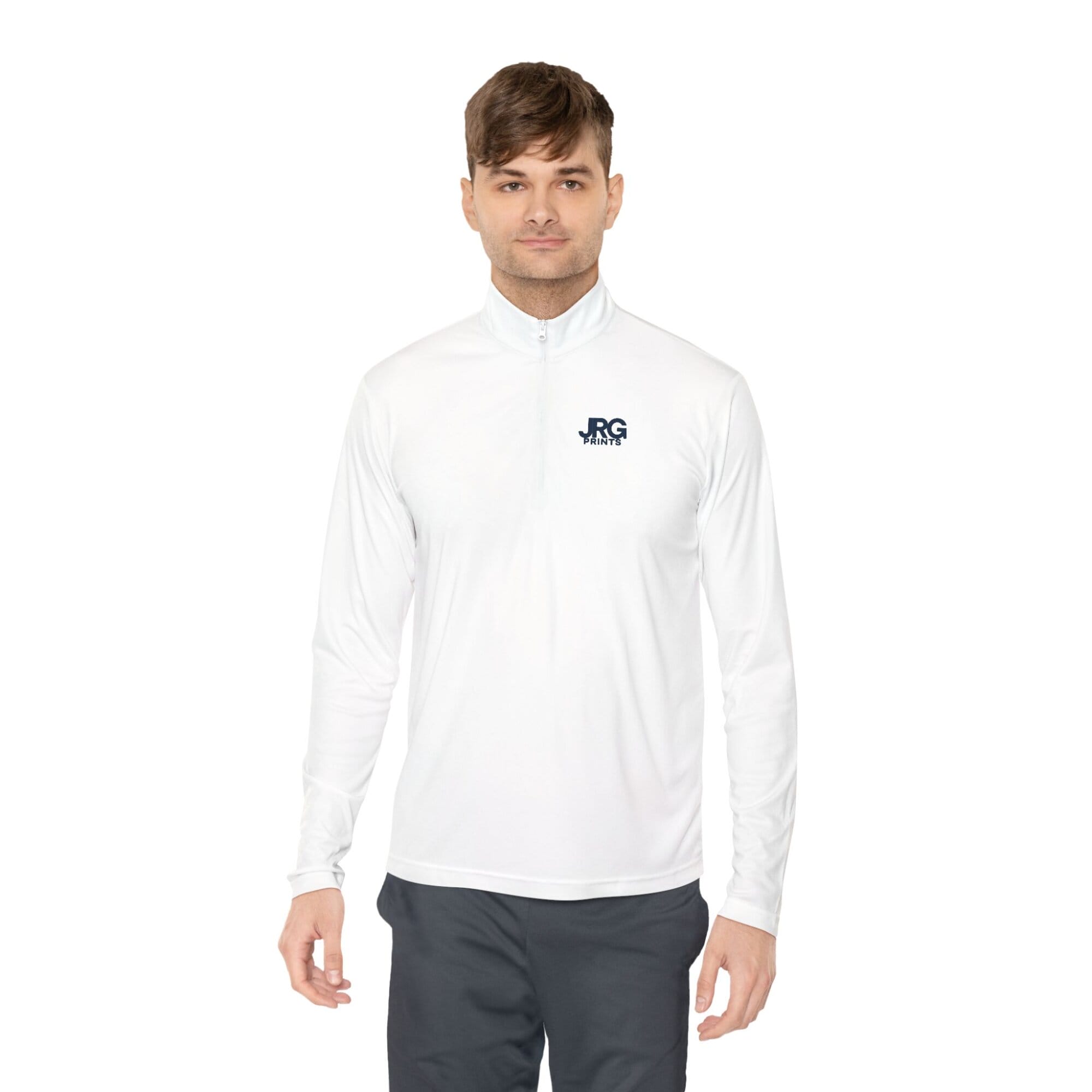 Company-branded quarter-zip pullover