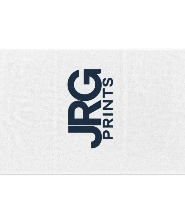 Branded rally towel shown flat