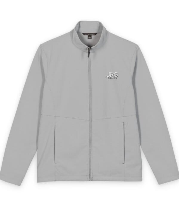 Custom soft shell jacket with the JRG Prints logo embroidered on the left chest
