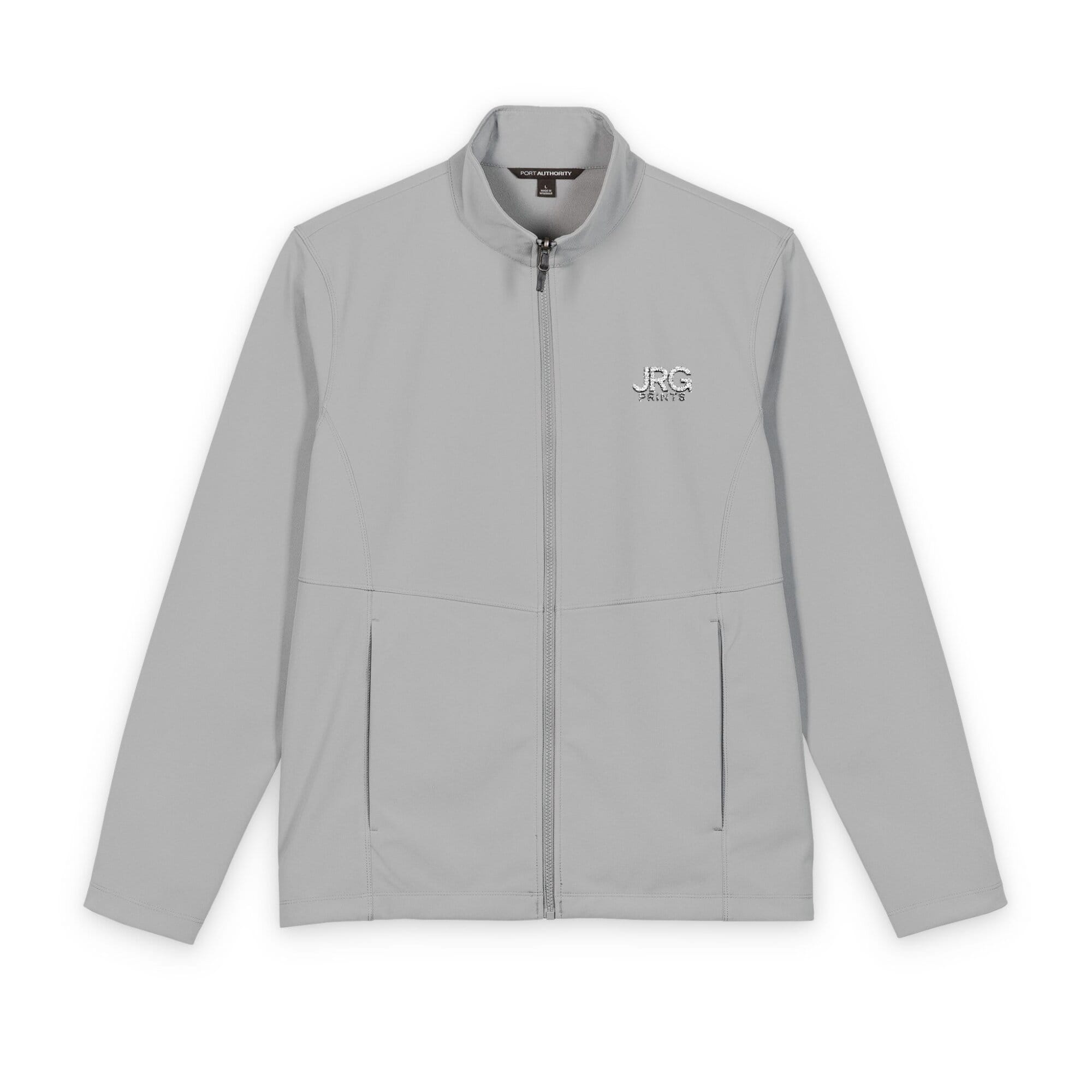 Custom soft shell jacket with the JRG Prints logo embroidered on the left chest