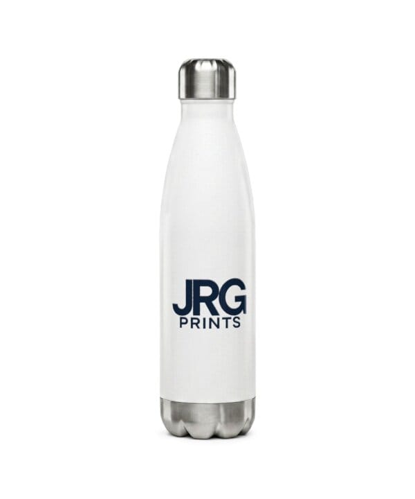 Custom stainless steel water bottle with the JRG Prints logo